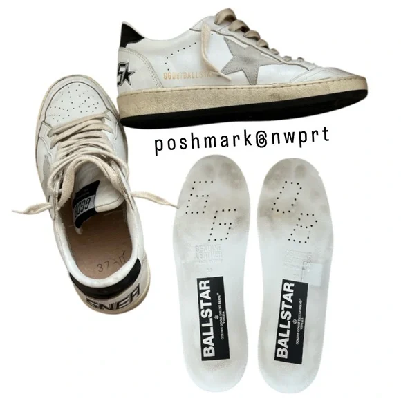 GOLDEN GOOSE Ball Star Ballstar White Black Sneakers 37 7 - Picture 14 of 16